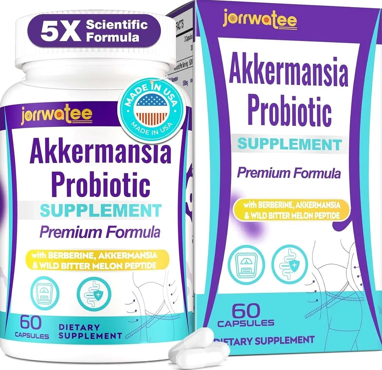 Akkermansia Probiotic for Women & Men, 14-in-1 GIPI Probiotic for Digestion, Energy, Gut & Overall Health, Advance Formulate with Akk, Resveratrol, 60 Counts
