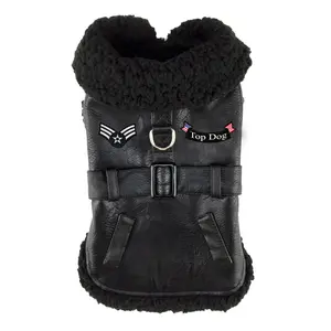 Black Biker Harness Dog Coat