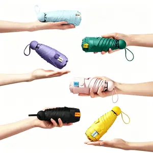 Travel Mini Umbrella for Purse With Case Small Compact UV Sun Protection Lightweight Tiny Pocket Manual Open Close Umbrella Portable Windproof for Women Kids and Men