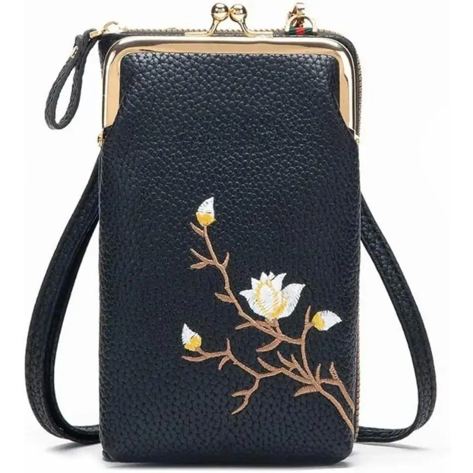 Women's Fashionable Patterned Crossbody Bag, Korean Style Daily Use Purse with Embroidery Detail, Velcro Flap and Adjustable Strap, Elegant Bag, Fashionable Patterned Bag tiktokshopbacktoschool