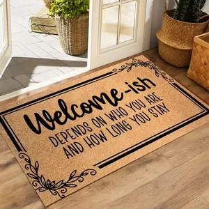 Funny Welcome-ish Doormat,  Diatomaceous Earth Bath Mat, Super Absorbent & Quick Dry Floor Mat, Non-Slip Welcome-ish Entryway Rug for Home, Bathroom, Kitchen, Patio, Durable Sarcastic Door Mat "Depends on Who You Are and How Long You Stay" Decor