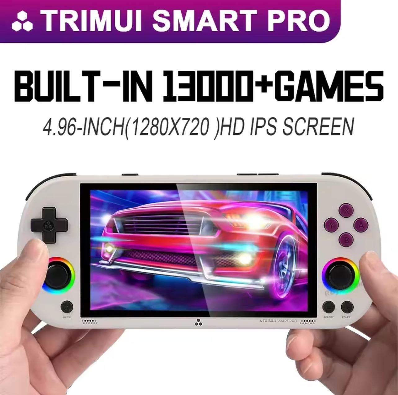 Trimui Smart Pro Handheld Game Console 64GB Linux System with 4.96"IPS Screen, Joystick, RGB Lighting & Retro Video Game Player Trimui Smart Pro Handheld Game Console 64GB Linux System with 4.96"IPS Screen, Joystick, RGB Lighting & Retro Video Game Player