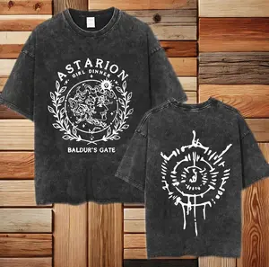 Vintage Astarion Girl Dinner Washed T-Shirt, Gothic Baldur's Gate 3 Inspired Streetwear