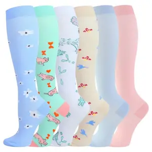 STANDWAY 6 Pairs Compression Socks for Women & Men, 15–20 mmHg Knee-High Support, Lightweight & Breathable, Perfect for Running, Travel, Nurses & Pregnancy