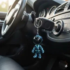 3D Astronaut Keychain, Zinc Alloy Rust-Proof Space Theme Keyring, Robot Toy Hanging Ornament for Backpack, Key Holder for Dorm Keys, Desk Decor, Cool Gadget Gift for Men and Women, Access Card Organizer