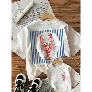 Red Lobster Graphic Print T Shirt Womens Oversized Casual Short Sleeve Crewneck Tee Soft Cotton Summer Streetwear Vacation Beach Outfit Top