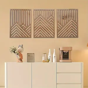 3pcs modern wooden wall decoration, retro wooden wall decoration, home decoration style, indoor plaques, artistic art design, wall decoration crafts, Vintage Wall Art, suitable for multifunctional wall hanging in living rooms, apartments, and bedrooms