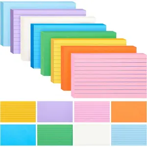 Colored Index Cards 3 x 5 Inch, 300 Count, One Side Lined, One Side Blank, 8 Assorted Colors, Flash Cards for Studying Taking Notes, Daily Recording