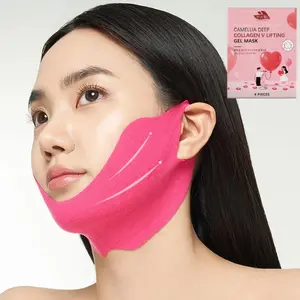 V-Line Lifting Mask 4 Count Double Chin Reducer Hydrogel Collagen with Niacinamide Centella Asiatica Hydrating Anti-Aging Sensitive Moisturizer