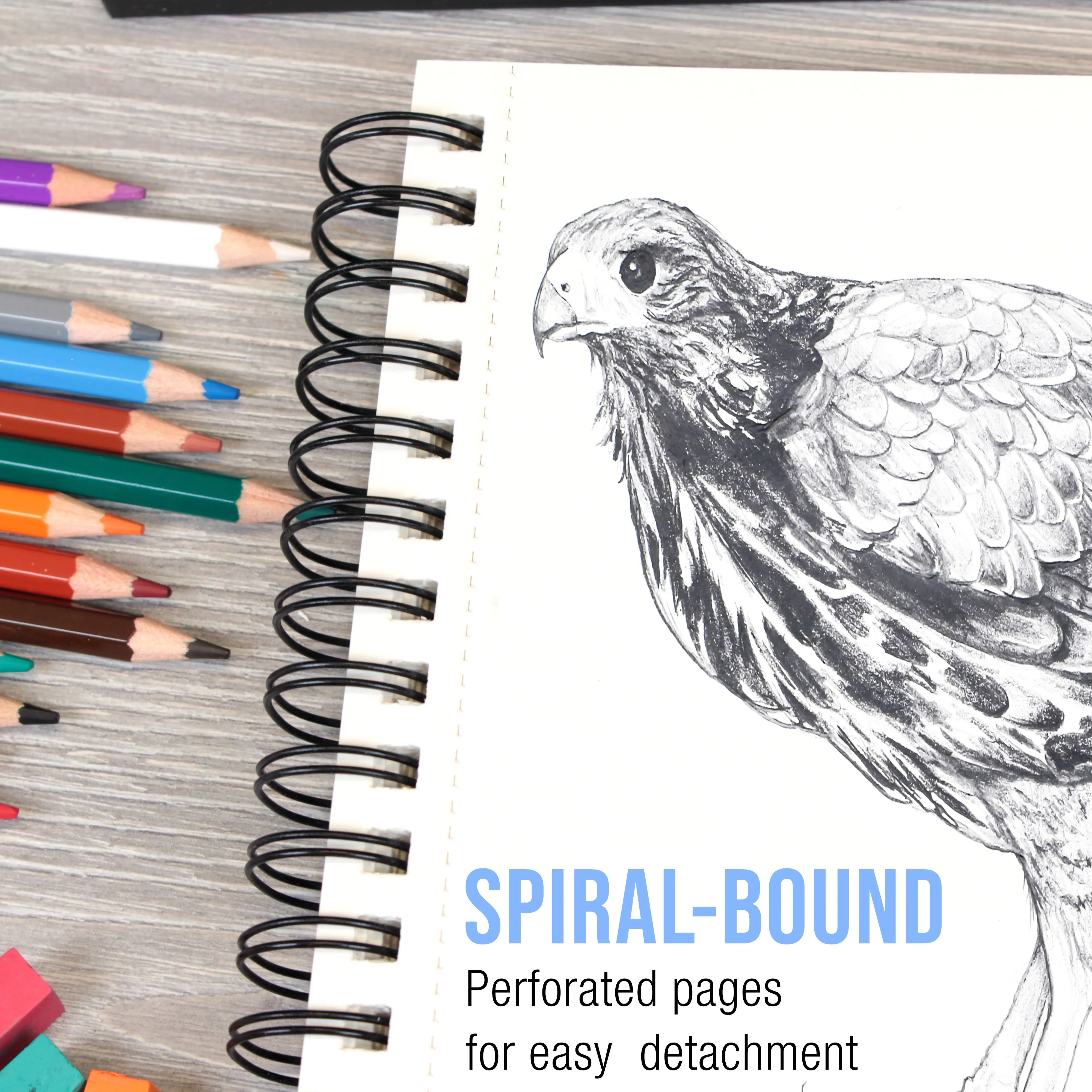 9"x12" Mixed Media Sketchbook, 2 Pack (60 Sheets), 98 lb (160 gsm) - Spiral-Bound Pad with Perforated Acid-Free Paper - Artist Sketch Book For Drawing, Painting, Watercolor
