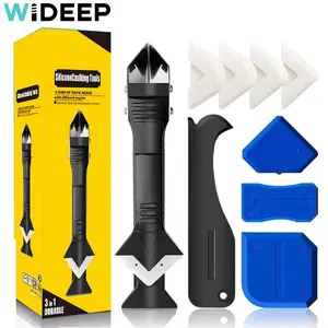 9PCS Caulk Nozzle Applicator Silicone Scraper Sealant Caulking Smooth Remover Tools Kit