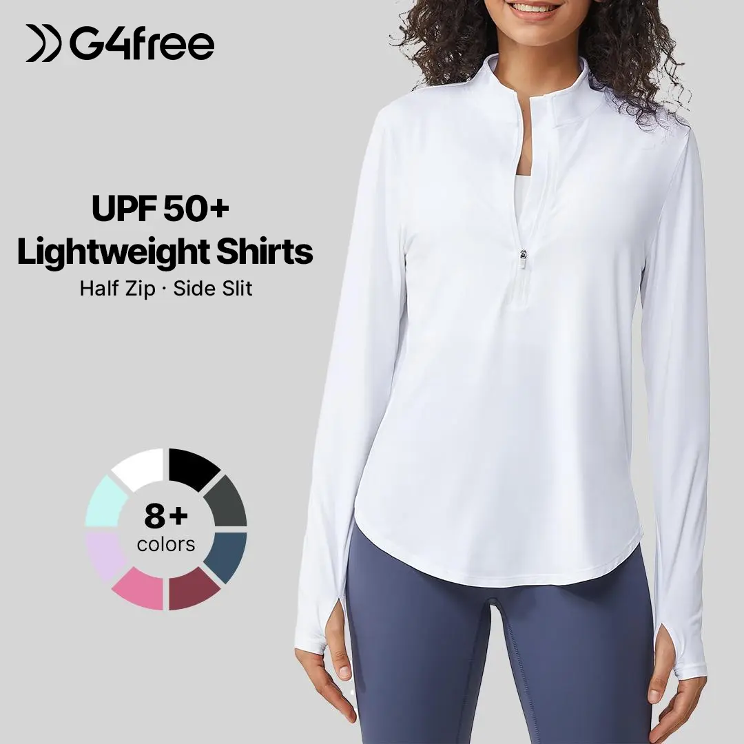 G4Free Women's UPF 50+ Sun Protection T-Shirt - Relaxed Fit, Lightweight Polyester Clothes, Half-Zip, Quick Dry Pro Workout Activewear for Golf, Hiking G4Free Women's UPF 50+ Sun Protection T-Shirt - Relaxed Fit, Lightweight Polyester Clothes, Half-Zip, Quick Dry Pro Workout Activewear for Golf, Hiking