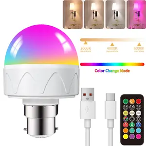 B22 Rechargeable LED Remote Control Magnetic Bulb with 13 Colors, Timer Mode Ideal for Wall Sconces, Cordless Design, Adjustable Led Lights