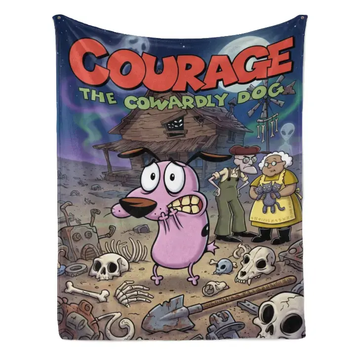 This Courage The Cowardly Dog Retro Blanket Is A Nostalgic Cartoon Throw Flannel For 90s Kids Spooky Cartoon Room Decor Perfect Courage Fan Gift No More Boring Blankets That Don T Capture That Weird Creepy 90s Cartoon Magic