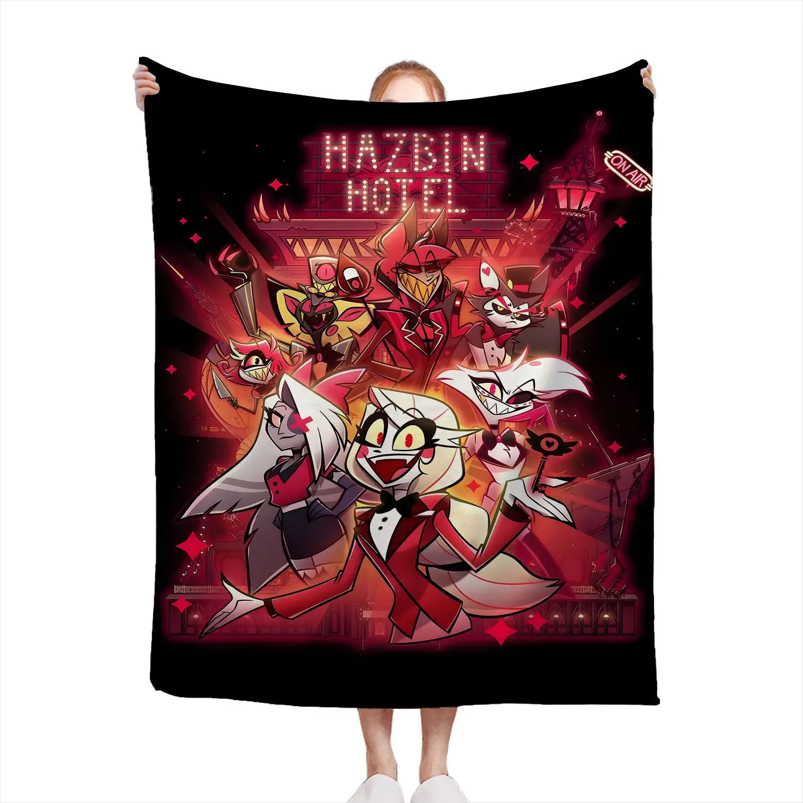 Helluva Boss(Hazbin Hotel) Flannel Throw Blanket Perfect For Apartment Renters & College Students Soft Flannel Blanket Sofa Drape Porch Sitting Bedroom Cozy Gift