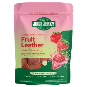 Sour Strawberry Fruit Leather by Juice Jerky - Farmers Market Quality, Hand-made, No Added Sugar