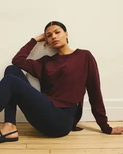 Fiona Side Slit Sweatshirt - Black Cherry