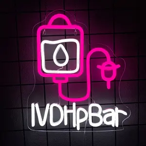 IV Drip Bar Neon Sign - Dual-Tone LED Wall Light with  Function | USB Powered Night Light for Medical Offices, IV Therapy Clinics & Home Decor | Easy Installation & Energy Saving
