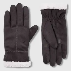 Isotoner Gloves Microsuede Touchscreen Water-Repellant Gray L/XL