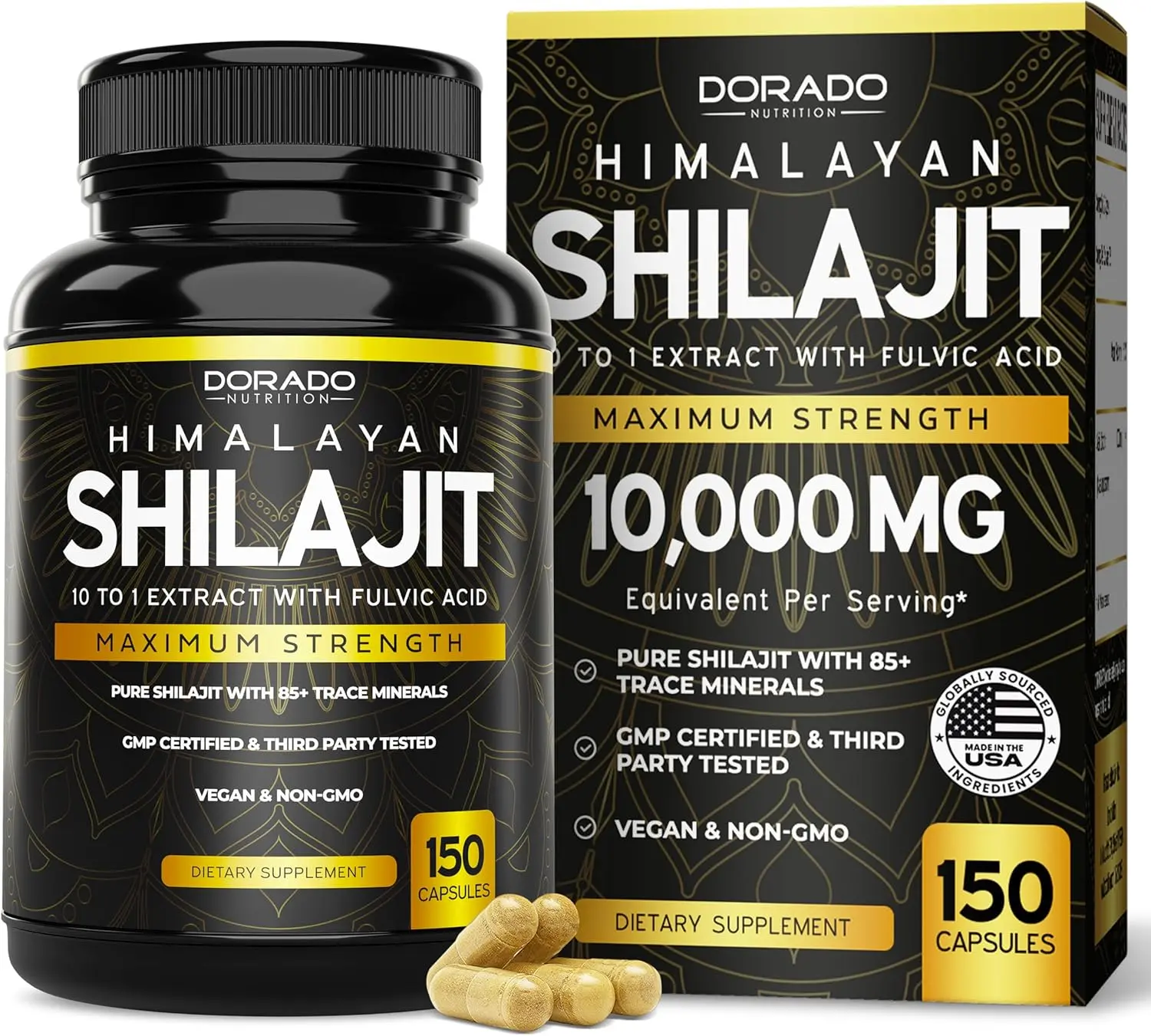 Shilajit Capsules with 85+ Trace Minerals (75 Day Supply, 1000mg Extract per Serving) Himalayan Shilajit for Men & Women with Fulvic Acid - Third Party Tested Supplement, Non GMO, Vegan & USA Made