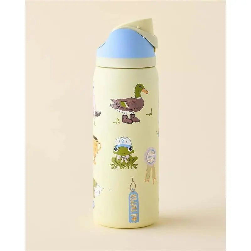 32oz Stainless Steel Leakproof Hydration Tumbler - Duck Print Flask, Straw Lid, Travel Cup for Dorm Use, Great Gift for Teachers, Animals Design