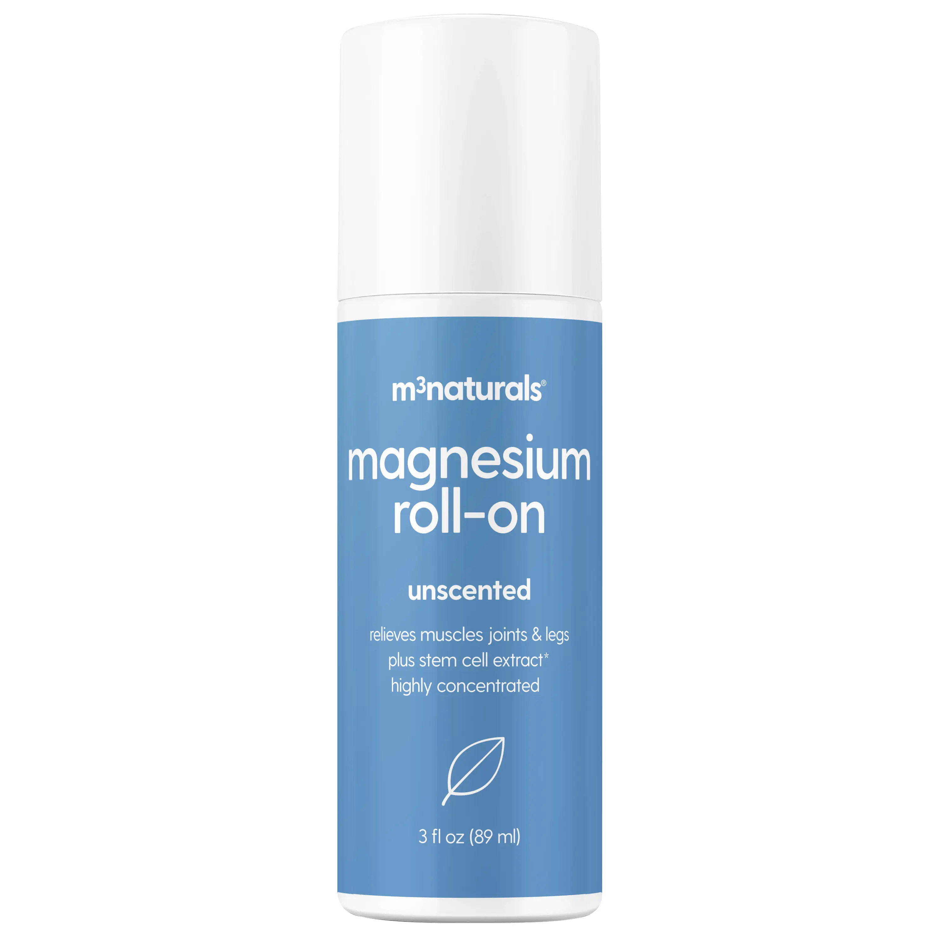 Magnesium Roll On for Adults & Kids, Easy Application for Sore Muscles, Feet, Joints and Leg Cramps, Helps with Sleeping and Post-Workout Recovery, for Sensitive Skin, 3 fl oz, by M3 Naturals