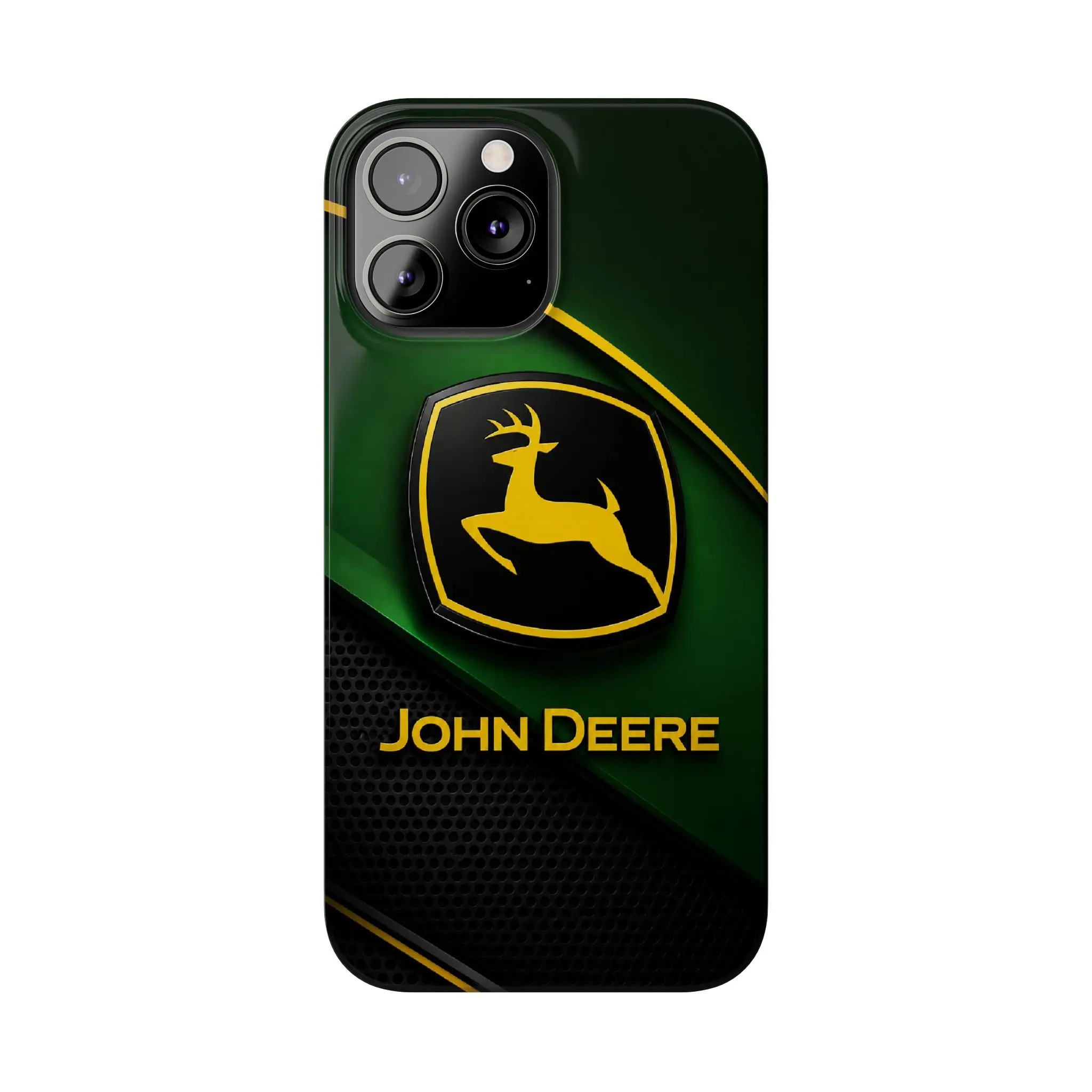 OJohny EDeereer Deer Logo Phone Case, Green Black Farm Tractor Protective Cover for iPhone 7–17 Pro Max & Samsung S21–S26 Ultra