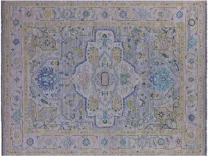 Grey 8' 11" X 11' 9" Heriz Serapi Hand Knotted Wool Rug - Q19810