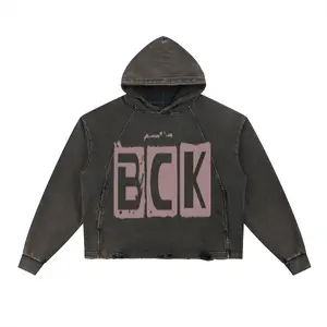 BCK "Stay real most are copies" Frayed-Hem Hoodie