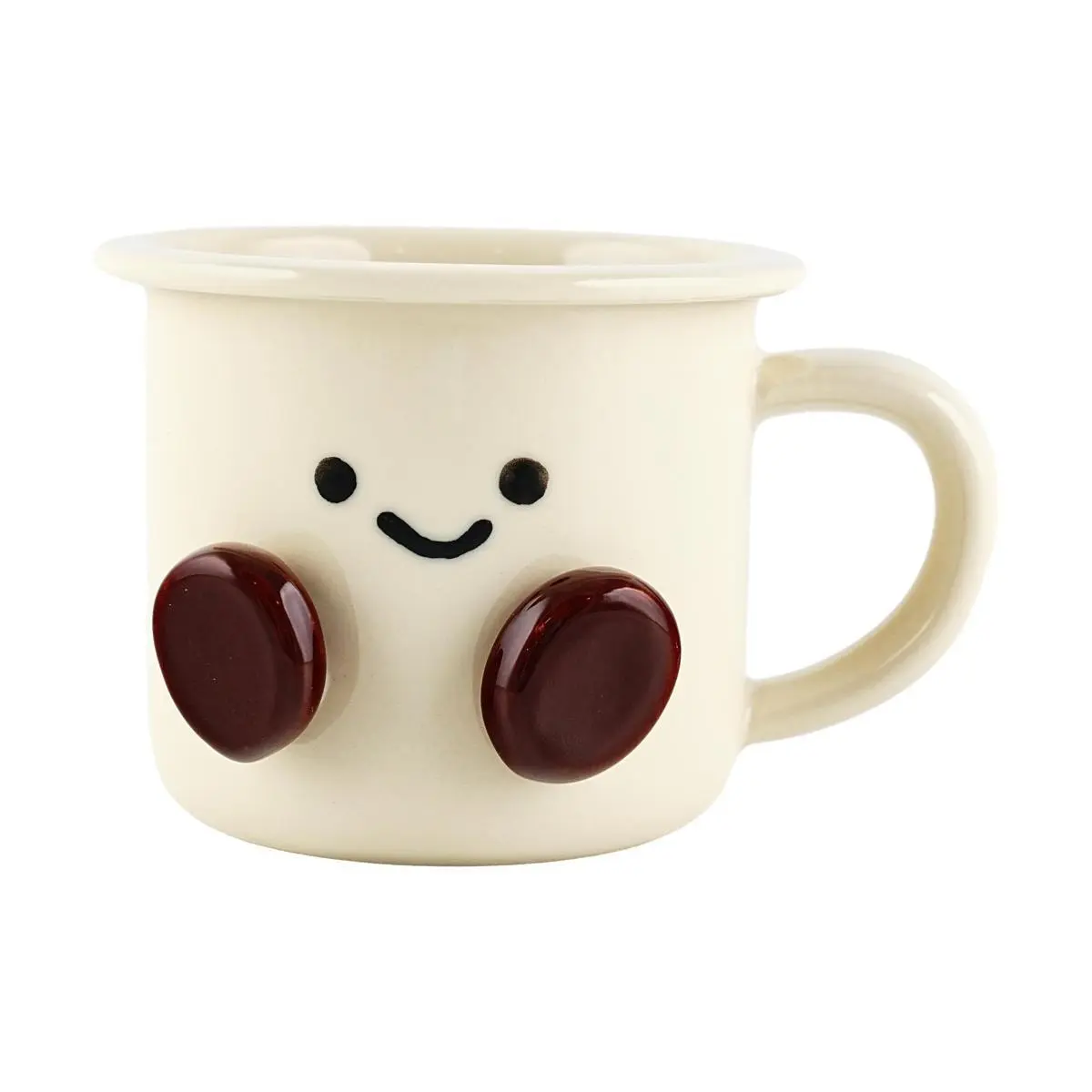 KawashimaYA Cute Cocoa Bean Ceramic Mini Mugs, Kawaii Small Coffee Tea Cups, Home Kitchenware