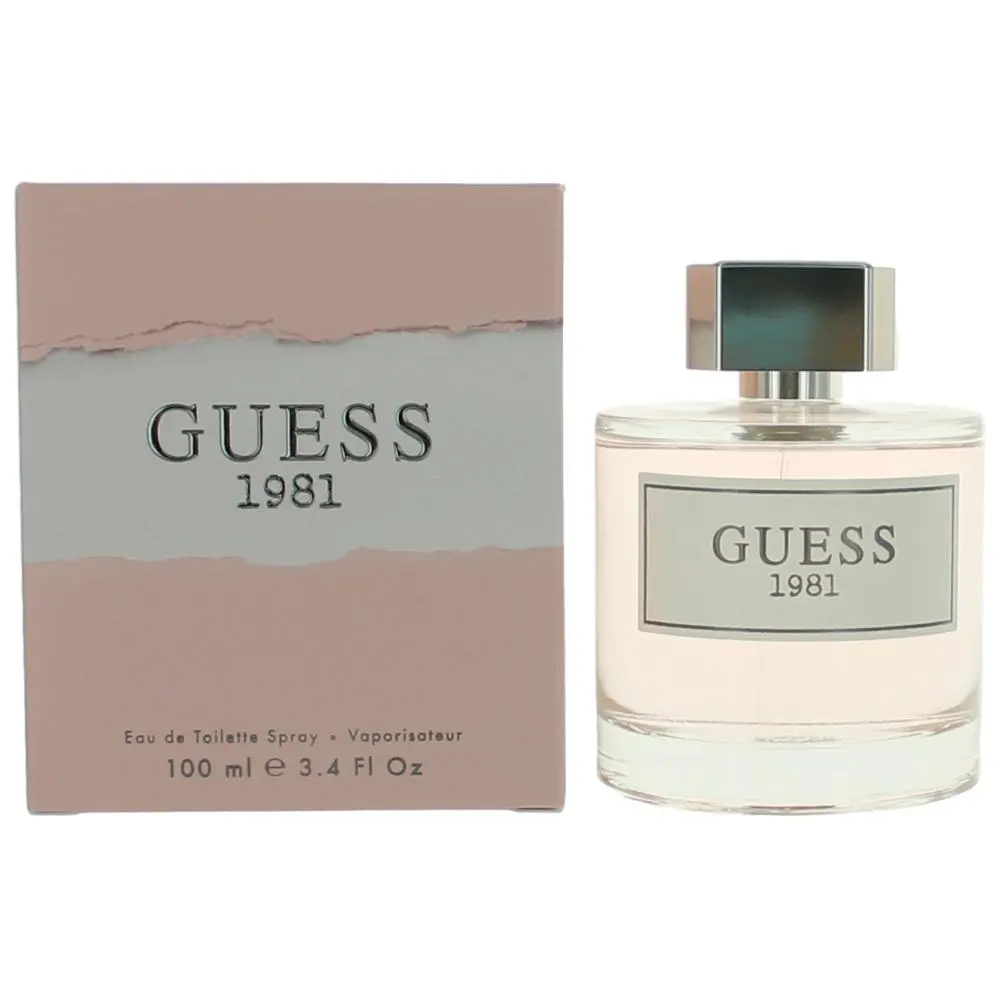 GUESS Women's 1981 Eau de Toilette (EDT) Spray - Cedar, Floral, Fruity, Jasmine, Musk, Ambrette Seed, Wood Scent - 3.4 fl oz