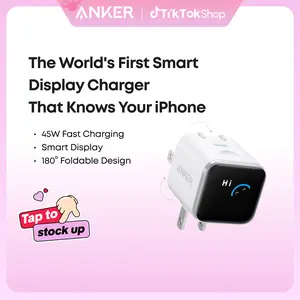 Anker Smart Display Charger, Anker Nano 45W Fast Charging USBC Charger with Smart Recognition, Built-In Care Mode, Compact with 180° Foldable Plug, for iPhone 17/16/15 Series, MacBook, Apple Watch