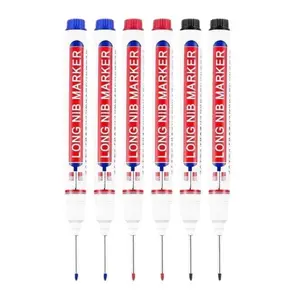 6Pcs Marking Pen(3 Colors), Deep Hole Marker, Drill HoleMarker, 20mm Tip Deep Hole Marker, Marking Penfor Wood,Wal,Plastic,Cardboard ConstructionSite Pen