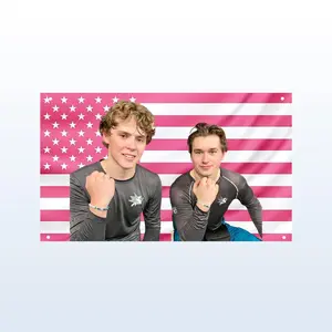 Will Smith & Macklin Celebrini v3 Pink USA Flag | San Jose Hockey Duo Wall Tapestry | Team Smith & Macklin Hot Aesthetic Dorm & Frat Decor hot actor wall art tv show tapestry
