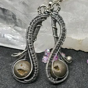 Handmade Wire Wrapped Silver Fidget Earrings with Unique Design and Comfortable Fit