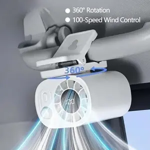 Portable 360° Rotation Clip on Car Fan-Clip on Car Fan with LED Display, Low Power Consumption, Mini Personal Cooling Sun Visor Fan,  for Car