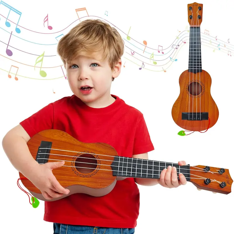 High Quality 17-Inch Kids Ukulele Instrument, 4-String Classical Musical Toy for 3+ Years Toddlers, Educational Learning Toy to Enhance Hand-Eye Coordination