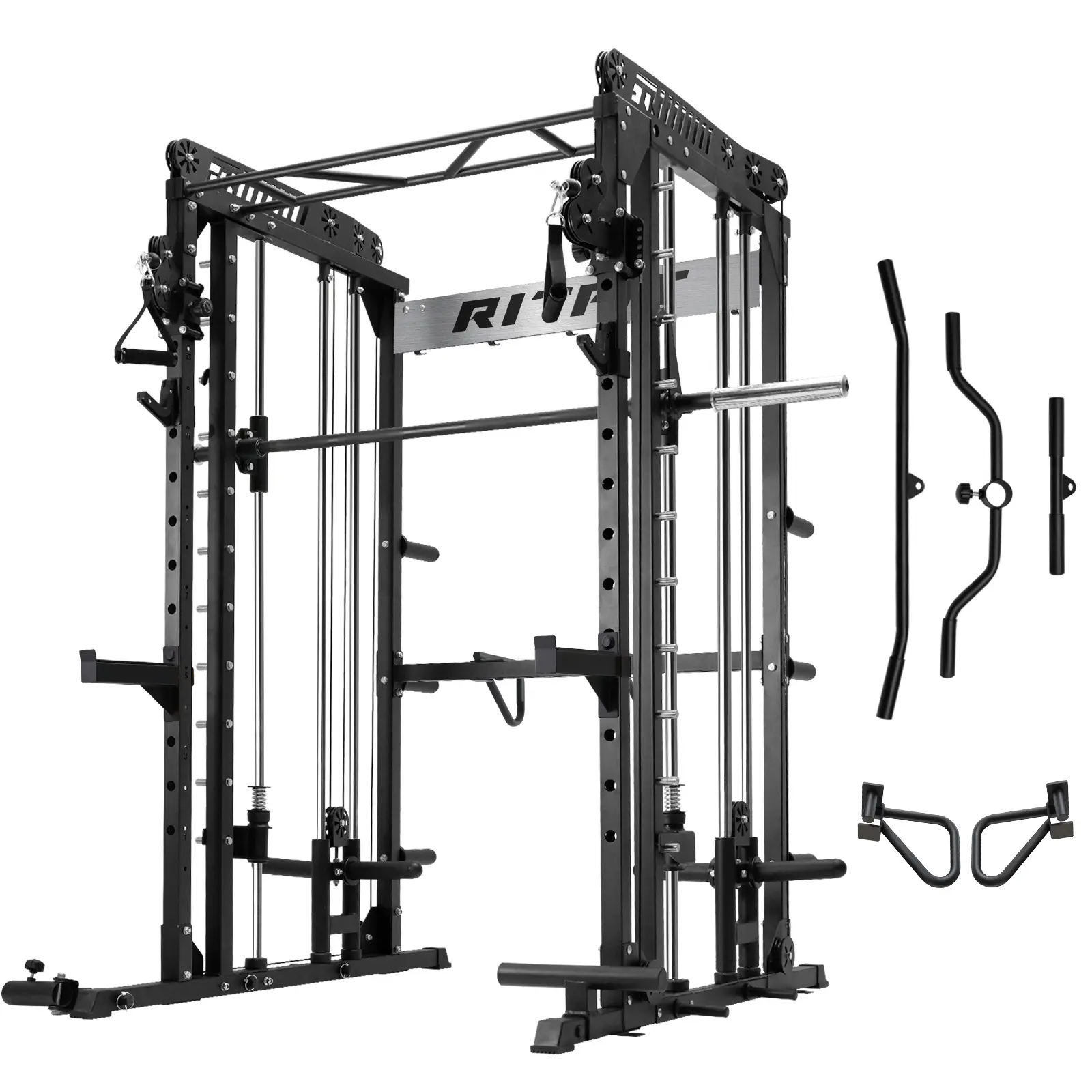 Black rack with attachments