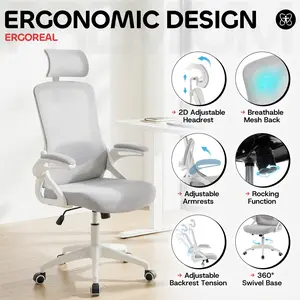 Ultifit Ergonomic Office Chair ️ Back Pain Relief Mesh Desk Chair with Adjustable Lumbar Support, Headrest & Armrests | Rocks & Reclines | Holds up to 400LBS