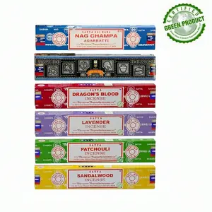 Satya Sai Baba 15g Hand-Rolled Incense Sticks, 6 Unique Fragrances Including Sandalwood & Lavender, Ideal for Relaxing Aromatherapy, Calming Aroma, Sandalwood Scent