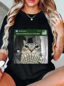 100% Cotton There is Motion at Your Front Door Funny Cat Motion Meme T-Shirt
