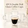 4-Pack 5oz Insulated Travel Mug Tumbler Set - Double Wall Hand-Blown Craft Glass Cups, BPA-Free, Freezer-Ready Use, Microwave-Friendly Modern Drinkware for Coffee, Tea, Espresso, Crystal-Clear View, 365-Day Replacement