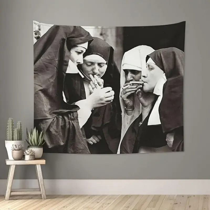 One piece - Nun smoking tapestry - Aesthetic wall decoration - Suitable for bachelor parties, graduation ceremonies -room accessories home accessories