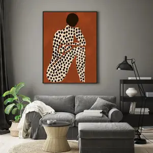 Abstract African Woman Wall Art – Black Woman Portrait, Modern Afrocentric Terracotta Print, African American Decor, Unframed Room Art