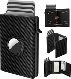 Mens Wallet Card Holder for AirTag Genuine Leather Smart Wallet for Men Compatible with Apple Air Tag, RFID Blocking, Slim, Minimalist, 9 14 Card Capacity | ID Window | Cash Slot