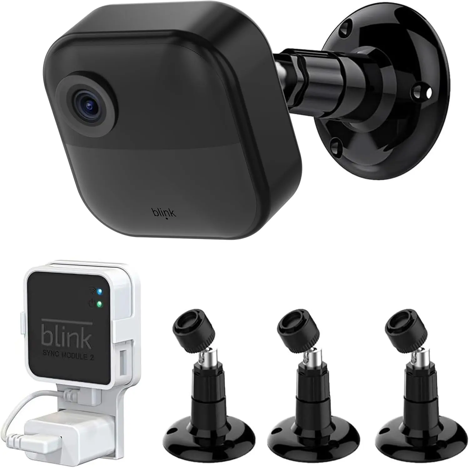 All- Blink Outdoor Camera Mount,Compatible with Blink 4th and 3rd Gen Outdoor Camera,360  Adjustable Mount with Blink Sync Module 2 Outlet Mount for Blink Camera System (Black,3Pack)