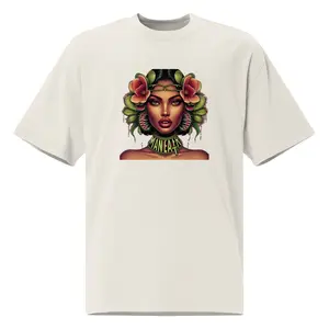 Man-Eater Oversized Faded T-Shirt - Cotton Fabric Casual Top with Graphic Design