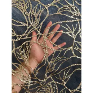 Gold Glitter Branch Lace