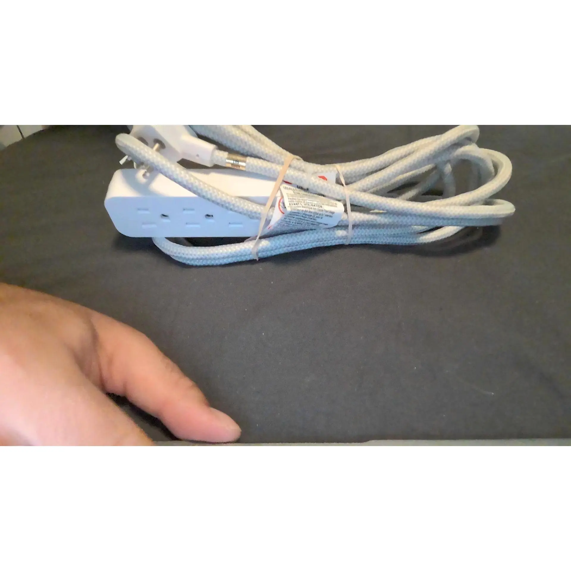 3-Outlet Power Strip with 10ft Heavy Duty Braided Extension Cord - White