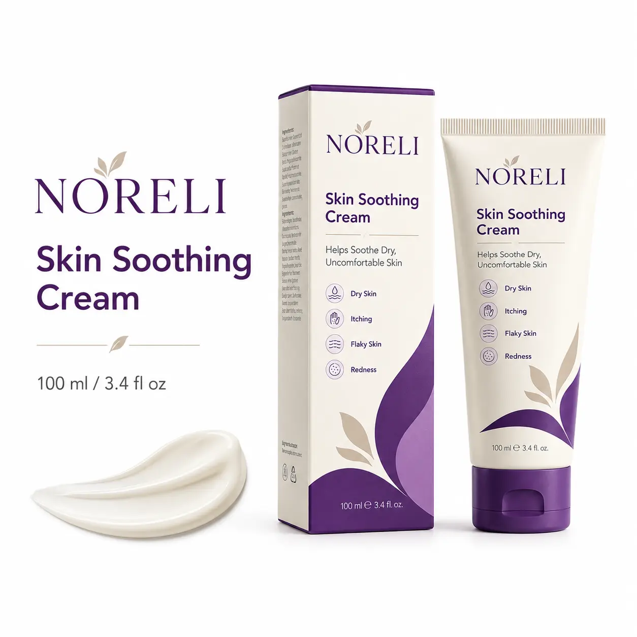 NORELI Skin Soothing Cream - 100ml Therapeutic Therapy Body & Neck Care for Eczema, Dry, Itchy, Redness-Prone Skin with Natural Plant Extracts